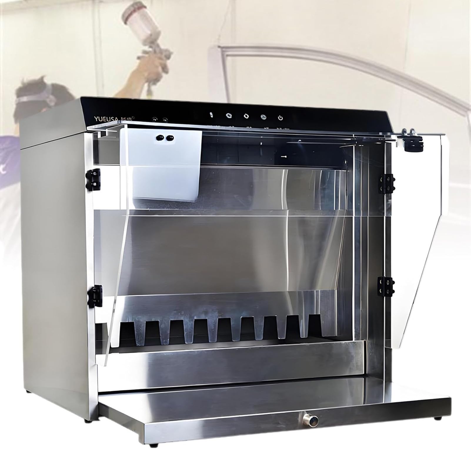 PweKzxt Airbrush Spray Booth, 180w Spray Booth with Waterfall,Professional Water Curtain Paint Spray Booth, Automatic Lifting Water Pump, 2200 L/H Flow,Dust Baffle, Touch Control
