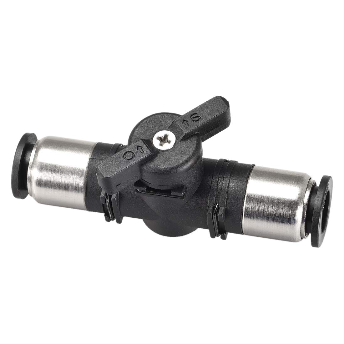 Vanne à Bille Pneumatique Rapide PUC-4 – Raccord 4 Mm Intérieur – Contrôle Débit Air – Plastique Et Alliage Zinc Noir