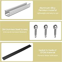 Vista 3 de Anbte 6 rieles de montaje de panel solar de 7.87 pulgadas, soportes de montaje de panel solar de aluminio que incluyen tornillos M5.0.197 x 1.181 in