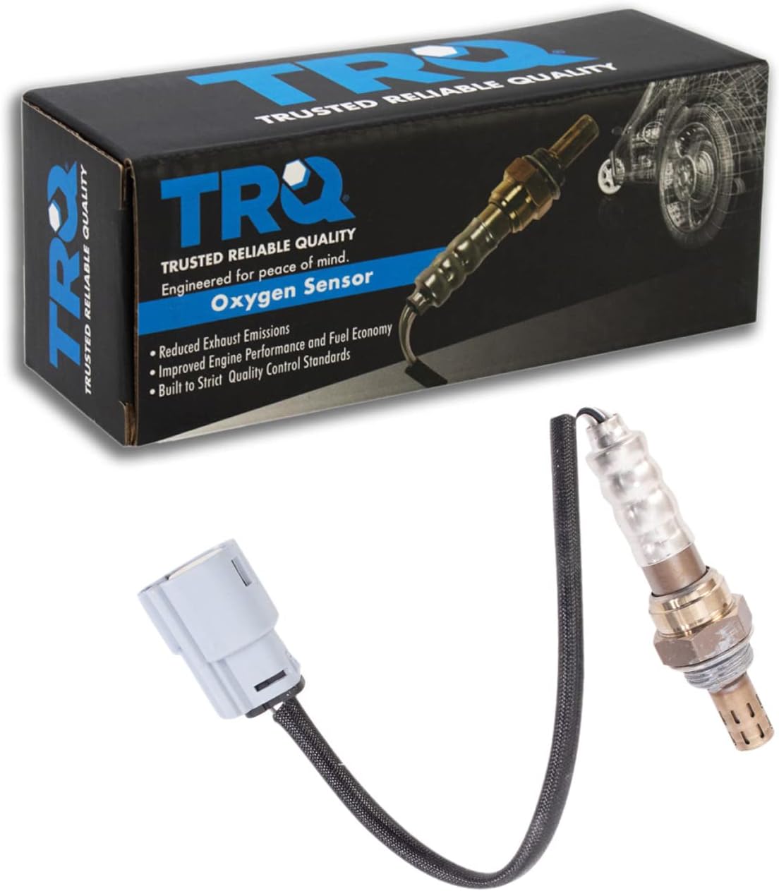 TRQ O2 Oxygen Sensor 4 Wire Narrow-Band Downstream Left Compatible with 2016-2019 Ford Transit-250 V6 3.7L, Transit-350 HD 3.7L