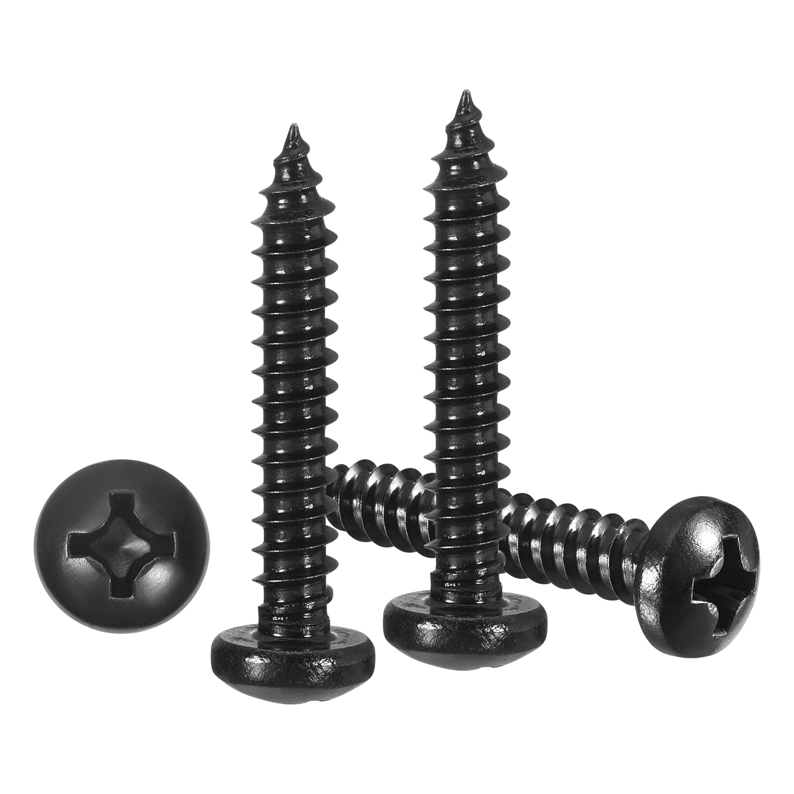METALLIXITY Phillips Pan Head Self Tapping Screws(#8x1") 100Pcs, 304 Stainless Steel Self Drilling Screw for Metal Wood Plastic, for Cabinet Wall Shutter Plate Rock Furniture, Black