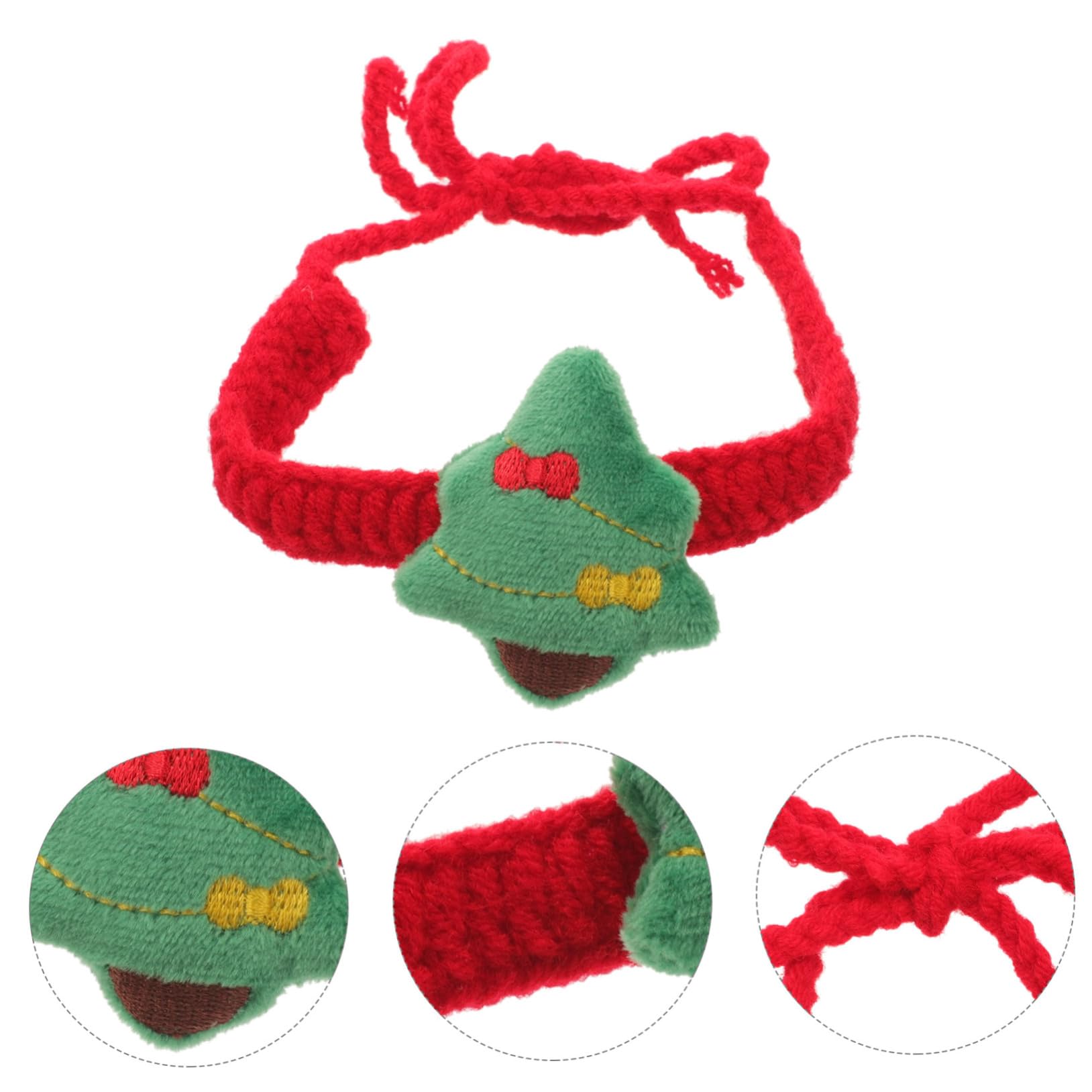 BESPORTBLE Collier de Noël Tricoté pour Chat Ajustable pour Chiot Collier pour Animal de Compagnie avec Noeud