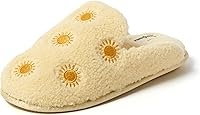 Dearfoams Women's Heart Teddy Sherpa Scuff Slippers - Cozy Memory Foam House Shoes for Indoor/Outdoor Comfort