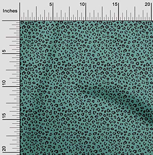 oneOone Georgette Viscose Dusty Teal Green Fabric Leopard Animal Skin Quilting Supplies Print Sewing Fabric by The Yard 42 Inch Wide