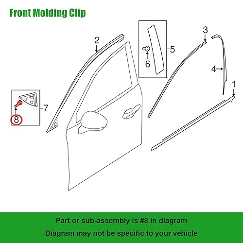 Miniatura 4 de OAUTOO Clip de moldeo de pilar de nailon verde de 15 piezas con sellador para KD53-50-M38, BJS7-50-M38, Mazda 3,6, CX-3, CX-30, CX-5, CX-9, MX-30 EV
