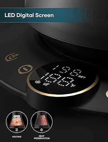 Miniatura 6 de Hervidor eléctrico de cuello de cisne con control de temperatura de  1  para verter sobre café y té, calentamiento rápido, acero inoxidable sin BPA,