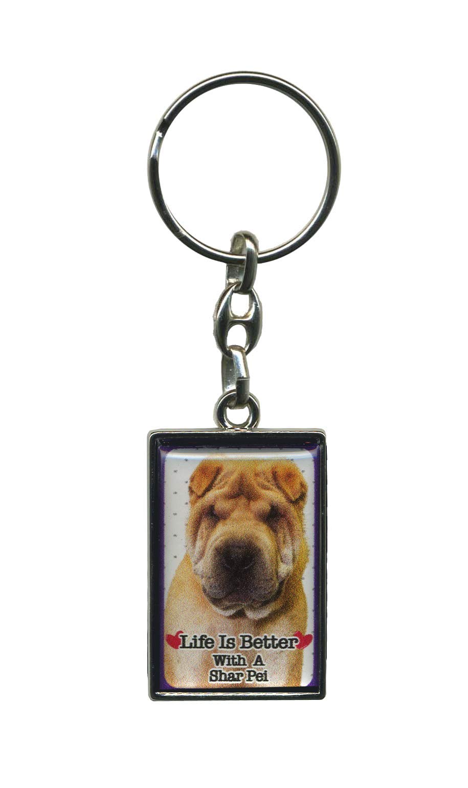Instant Gifts Shar Pei Metal Keyring - Life Is Better With A Dog (Shar Pei)