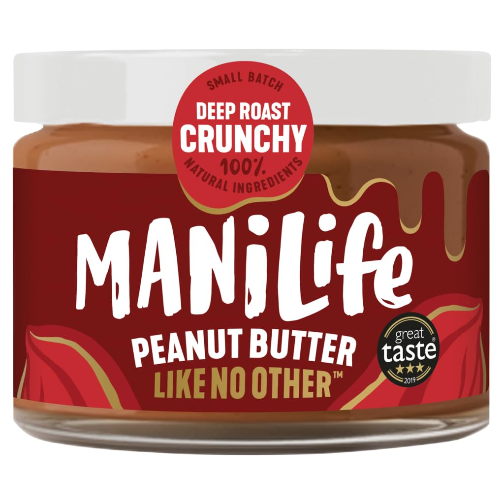 ManiLife Peanut Butter Deep Roast Crunchy - All Natural, No Palm Oil, No Added Sugar, Vegan, Single Origin 275g (Pack of 1)