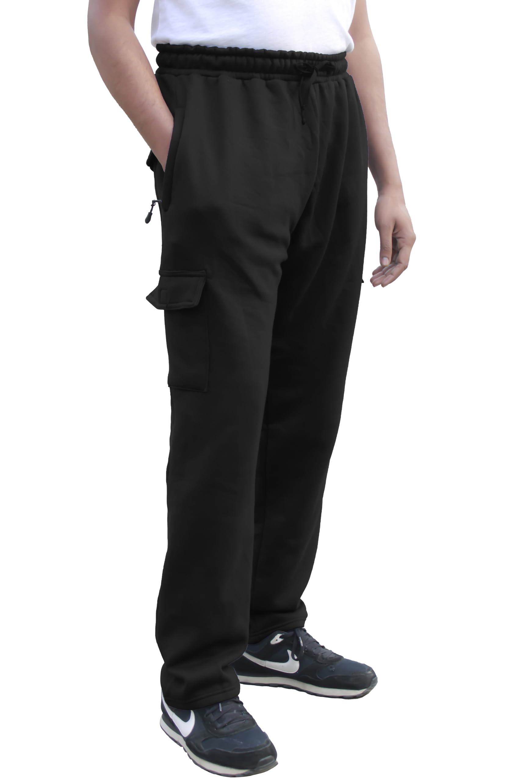Mens Cargo Joggers – Fleece Lined Combat Tracksuit Bottoms with Multiple Pockets, Comfortable Workwear & Casual Trousers