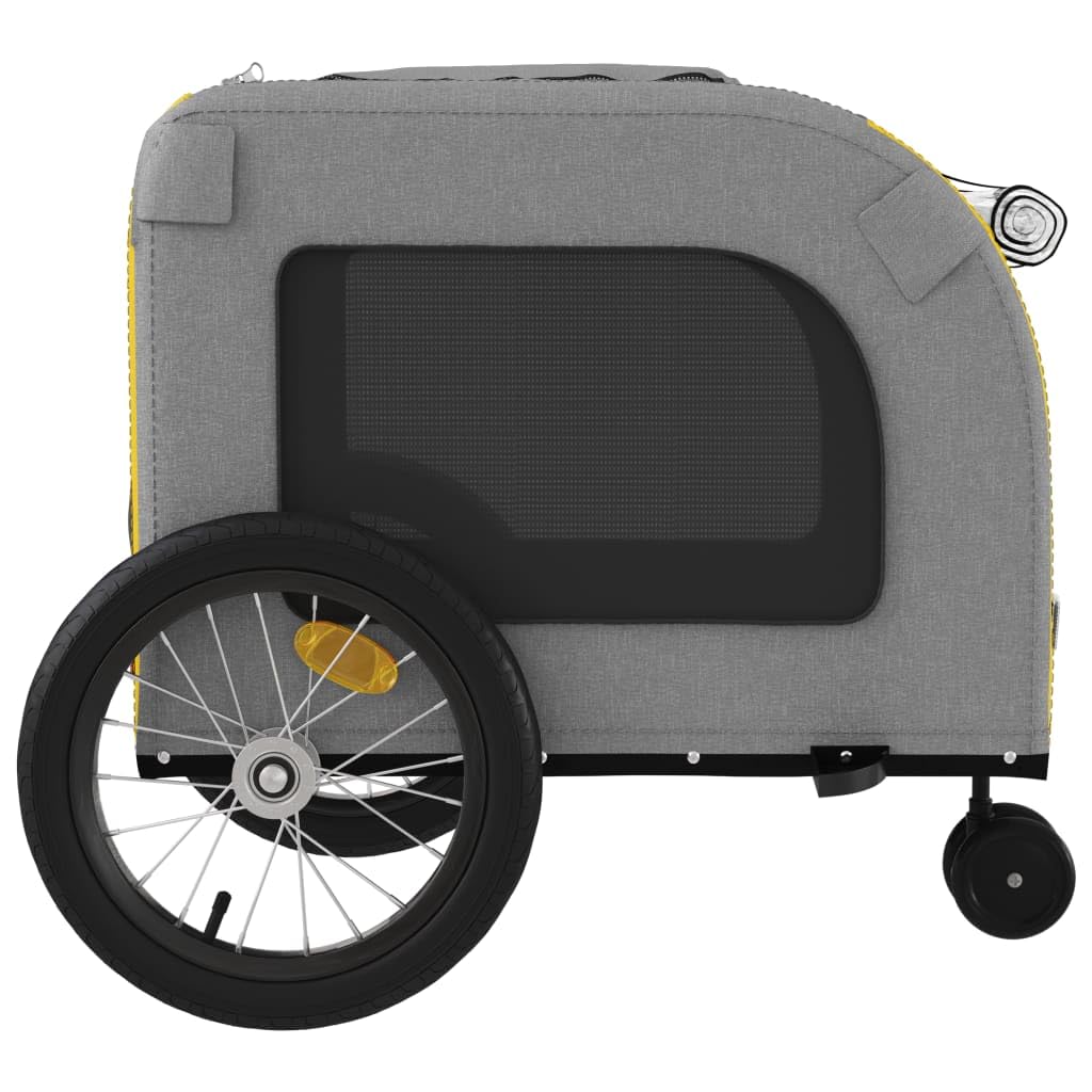 Homgoday Remolque de bicicleta para animales amarillo y gris Oxford y hierro, mueble carro para perro, carro para bicicleta, carro para perros, transportín perro bicicleta modelo 93854