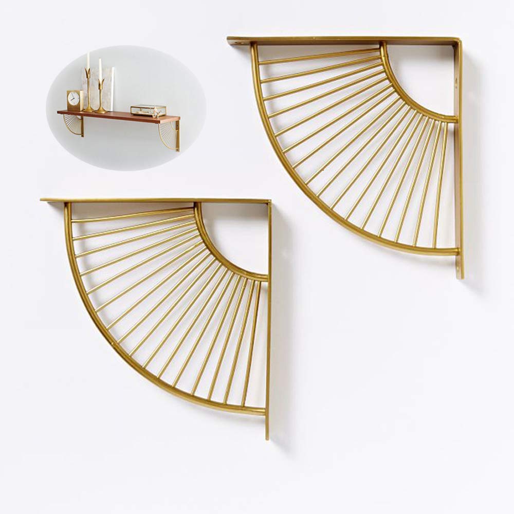 YYMA Thicken Shelf Support Brackets Gold Metal Corner Brace, Retro Style Decorative Shelf Brackets, 15/20/25/30cm Set Of 2, For Studio Living Room
