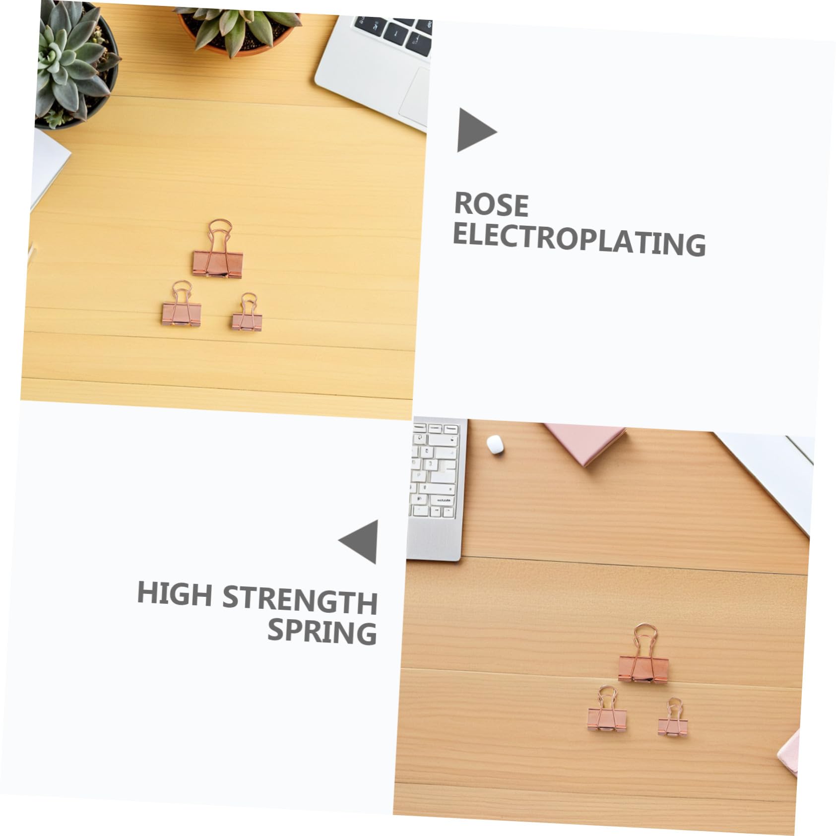 Veemoon 112 Piezas Clips de carpeta de metal pinzas papeleria clips de metal Rose Gold