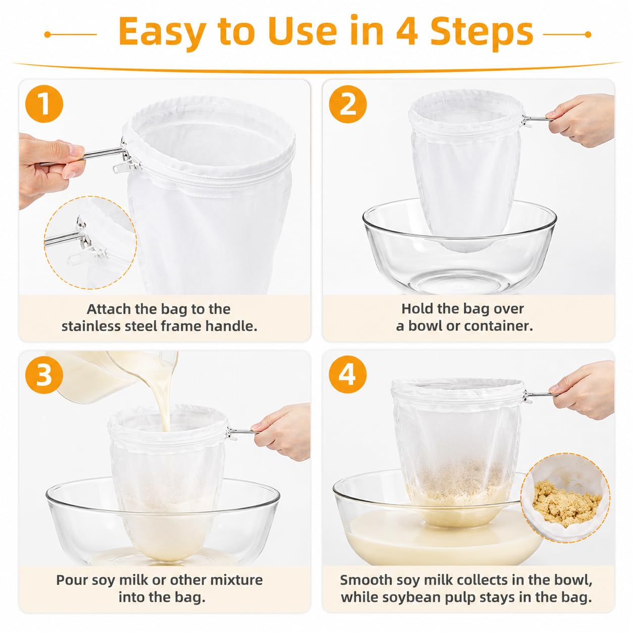 RAINFLOW - Bolsas de filtro de malla para filtro de leche de nuez, café, leche, mantequilla y queso fresco para el hogar o tienda (tamaño pequeño)