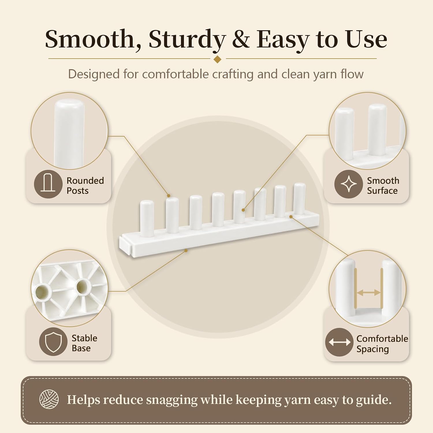 XQQNYYD 72" Chunky Blanket Loom Kit, 5 Sections Cream White Chunky Yarn Loom for Blankets, Beginner-Friendly Snap-Together Hand Knitting Frame with Storage Bag