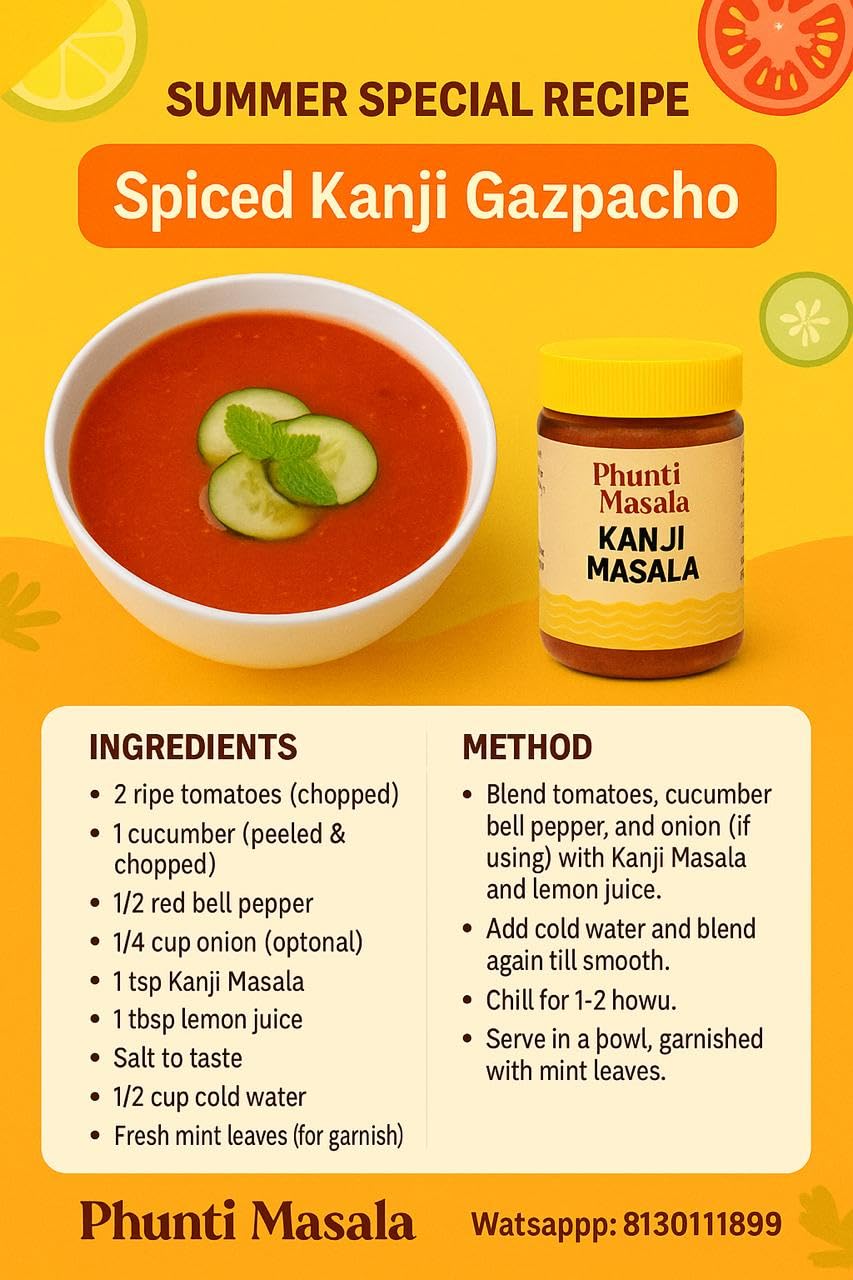 Phunti Masale VSM Kanji Masala Powder 110g | Fermented Probiotic Drink Mix | Tangy Traditional Kanji Powder | Boosts Gut Health & Digestion | No Preservatives or Artificial Colors - Image 9 thumbnail