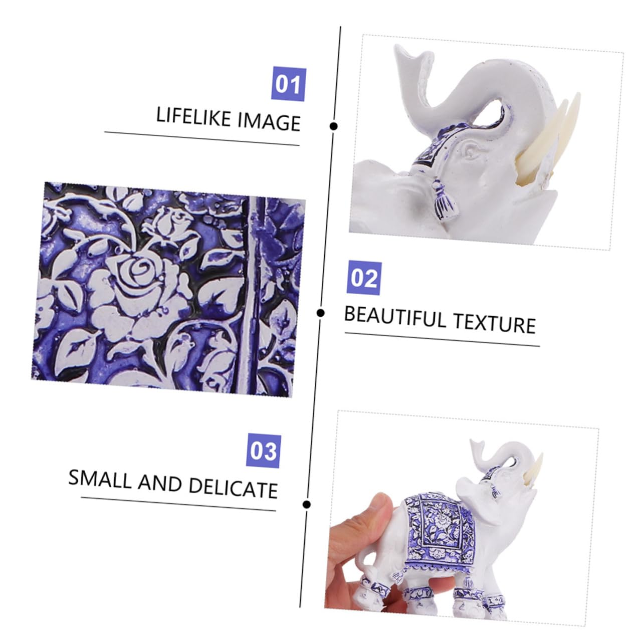 MAGICLULU 2 Series Adornos De Elefante De Porcelana Azul Y Decoración Adornos De Jardín Al Aire Figura Decorativa De Elefante Figuras De Elefante Resina 2 Piezas*2