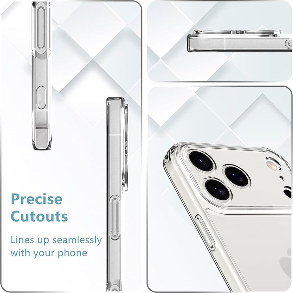 Image of Fashionury Crystal Clear Case for iPhone 17 Pro Max | Yellowing Resistance | Transparent TPU Silicone | Raised Camera Lips | Slim Transparent Cover