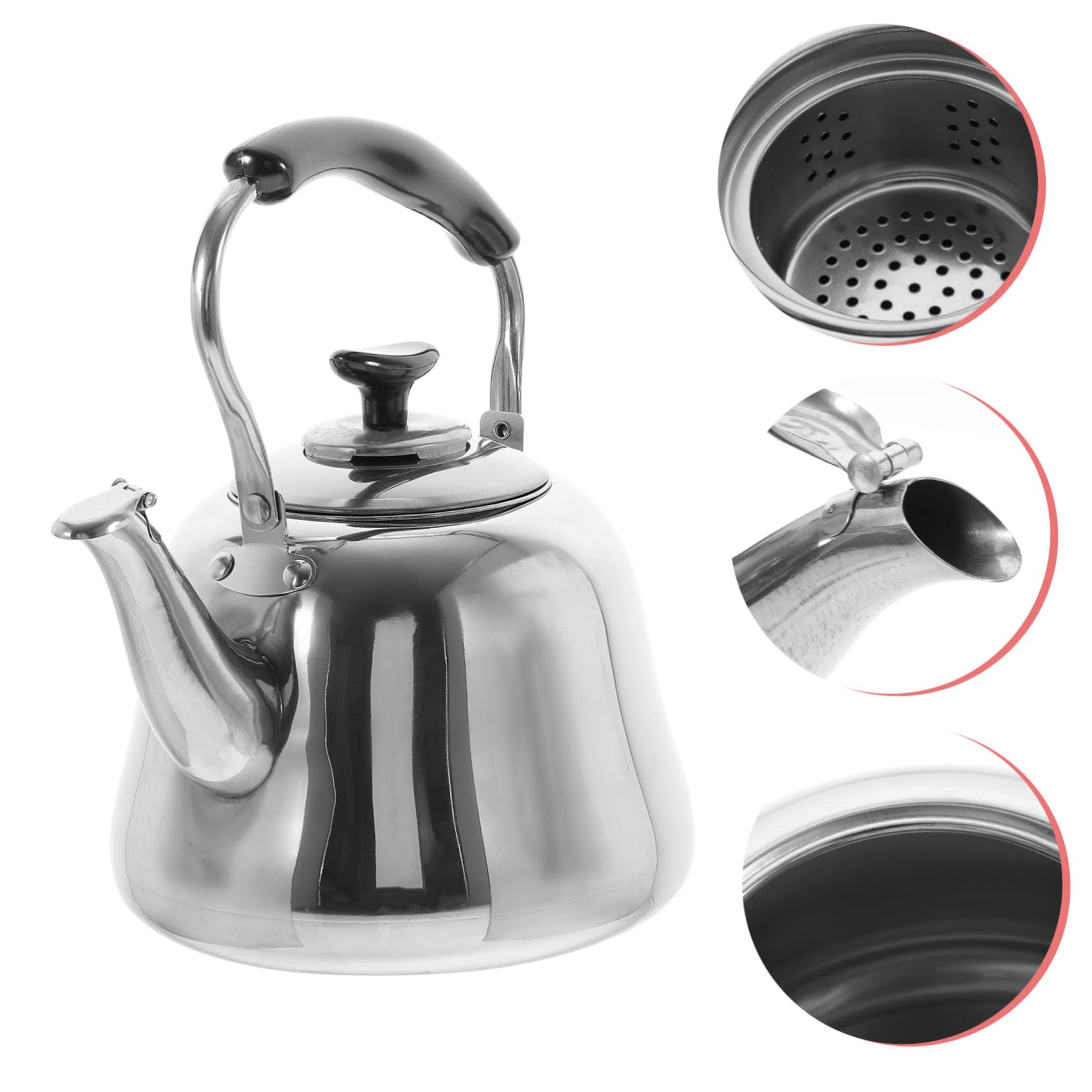 Hervidor Silbante de Acero Inoxidable 2l para Cocina | Mango Antiescaldamiento, Color Plata, Capacidad Doméstica, Uso en Inducción y Estufa