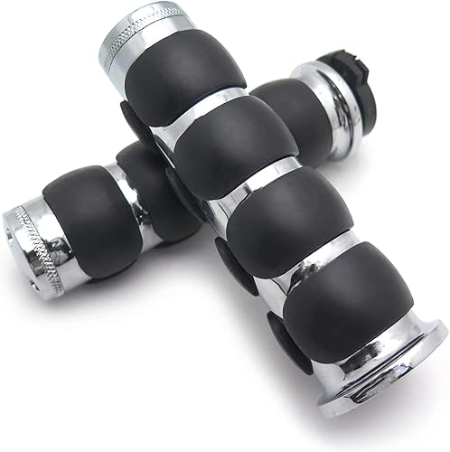 HTTMT - Mango de manillar de goma cromado con tapa plana de 1 pulgada compatible con Spirit 750 600Harley Chopper Bobber Touring Sportster PN