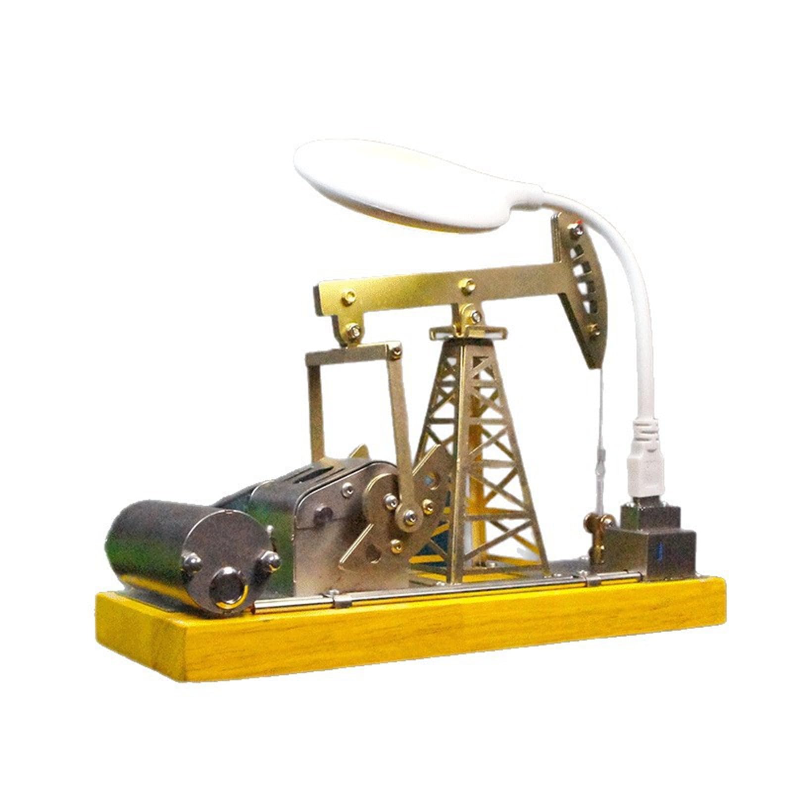 Sculpture de Pompes à Huile mécaniques détaillées en Acier Inoxydable, modèle Pumpjack avec en Bois pour décorations de pièces à thème Industriel, Sculpture en métal