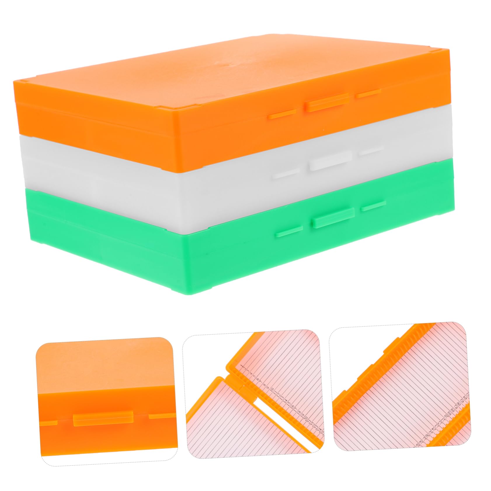 Caja de Almacenamiento para 100 Portaobjetos, Abs, 3 Piezas