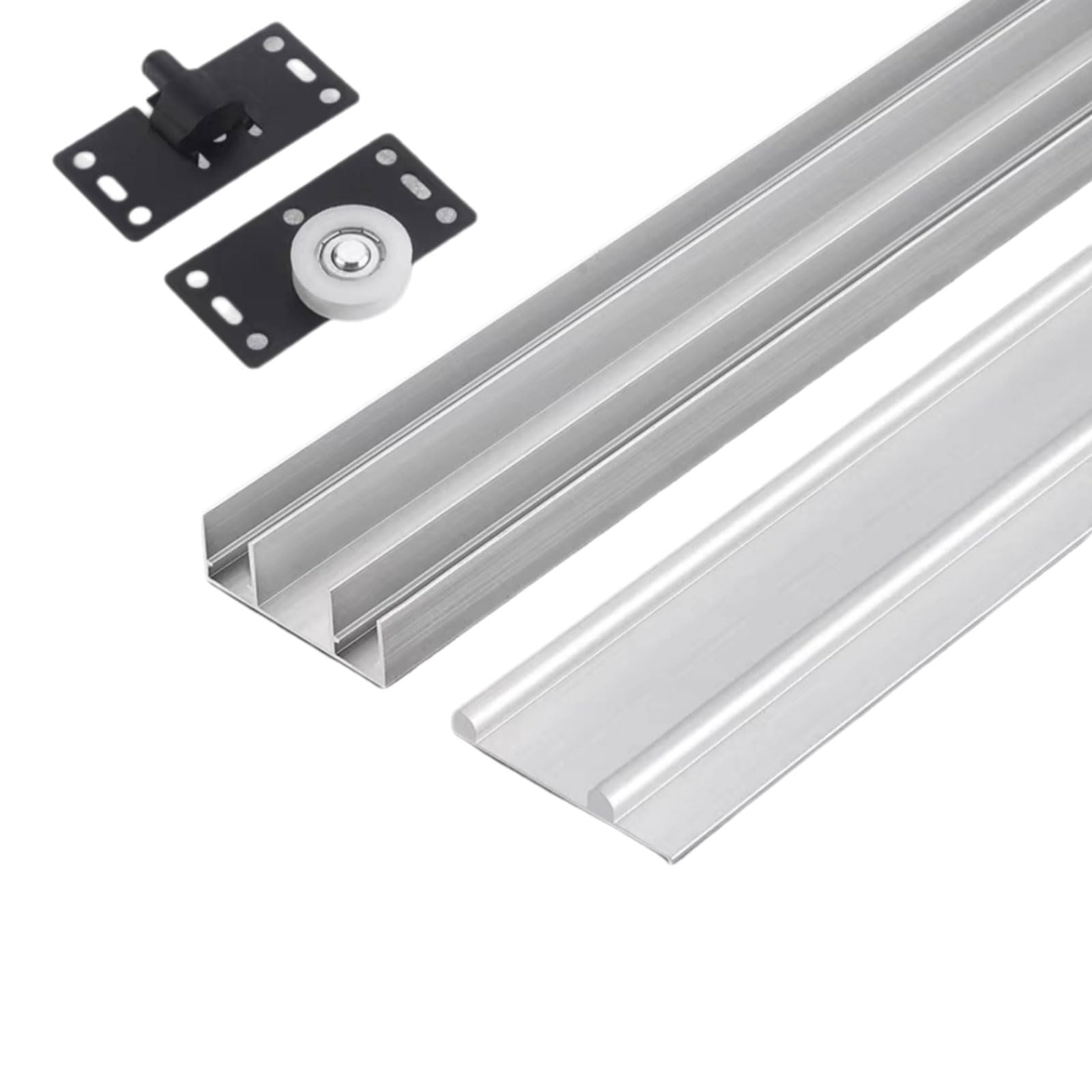 rail et porte coulissante robuste en alliage d'aluminium, kit quincaillerie double pour placard