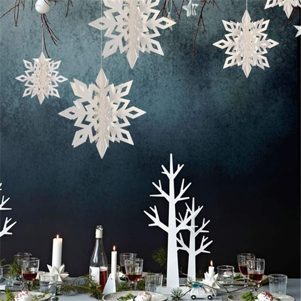 Lot De 24 Flocons De Neige Décoratifs En Acrylique – 10x10 Cm Rouge, Pour Fêtes De Noël