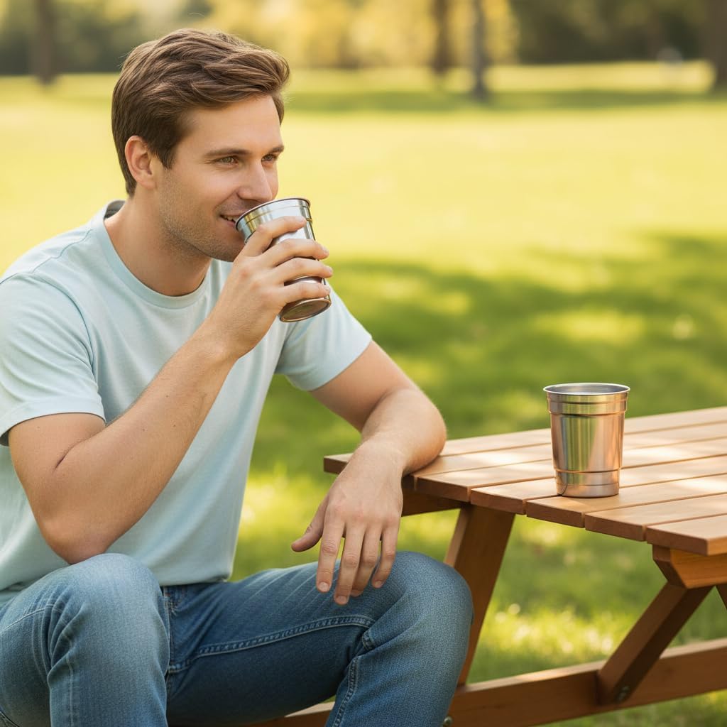 16 Ounce Ball Aluminum Reusable Cup, Leak-Proof Design for Parties, Outdoor & Office Use - Keeps Drinks Hot/Cold Holding, 100% Recyclable Eco-Friendly Material, Lightweight & Shatterproof, 24 Count - Image 4