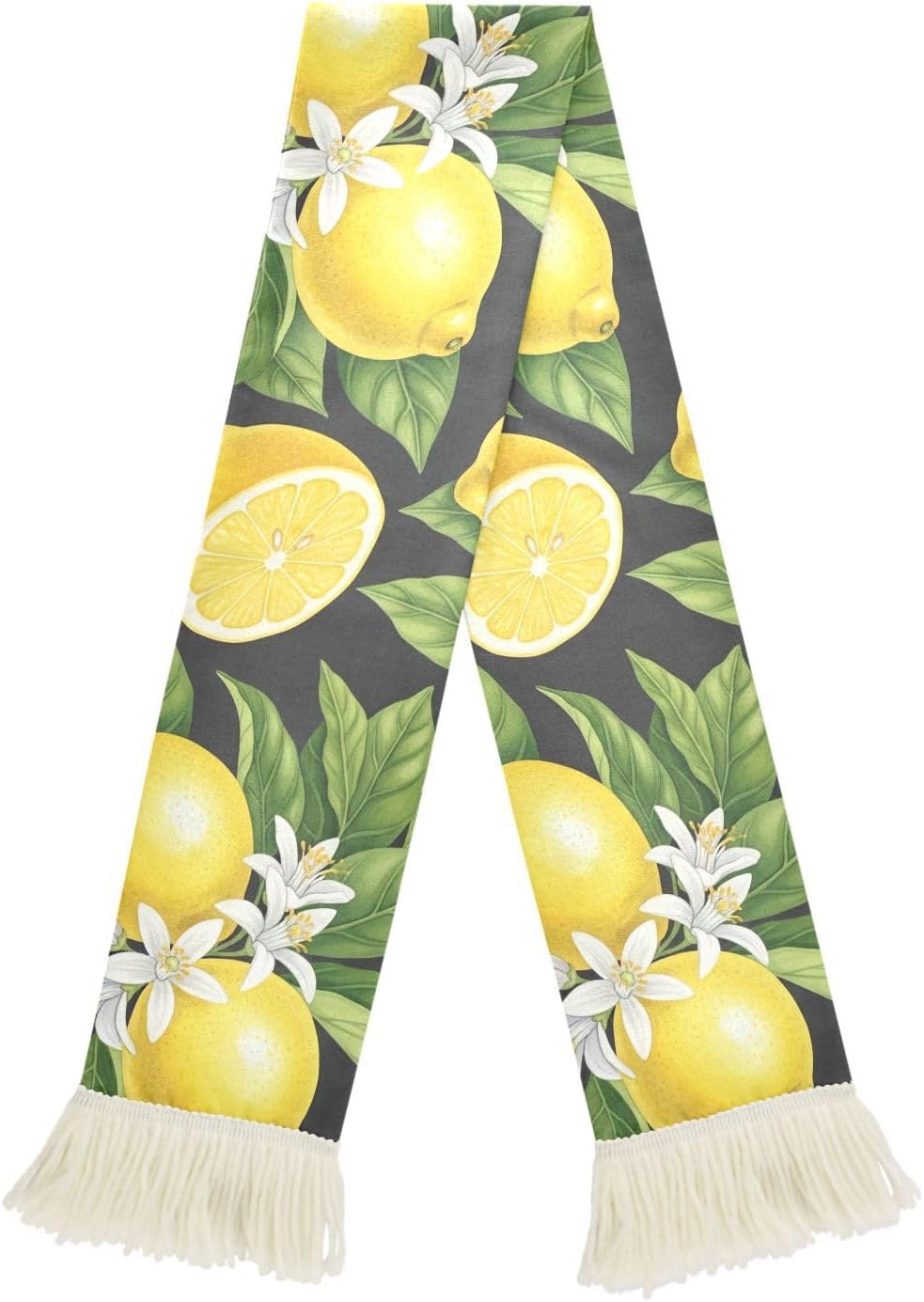CHIFIGNO Yellow Lemons Green Leaves Sports Fan Scarf, Soft Polyester Cheering Towel for Soccer Games, Quick Dry Sweat Wipe Rally Scarf