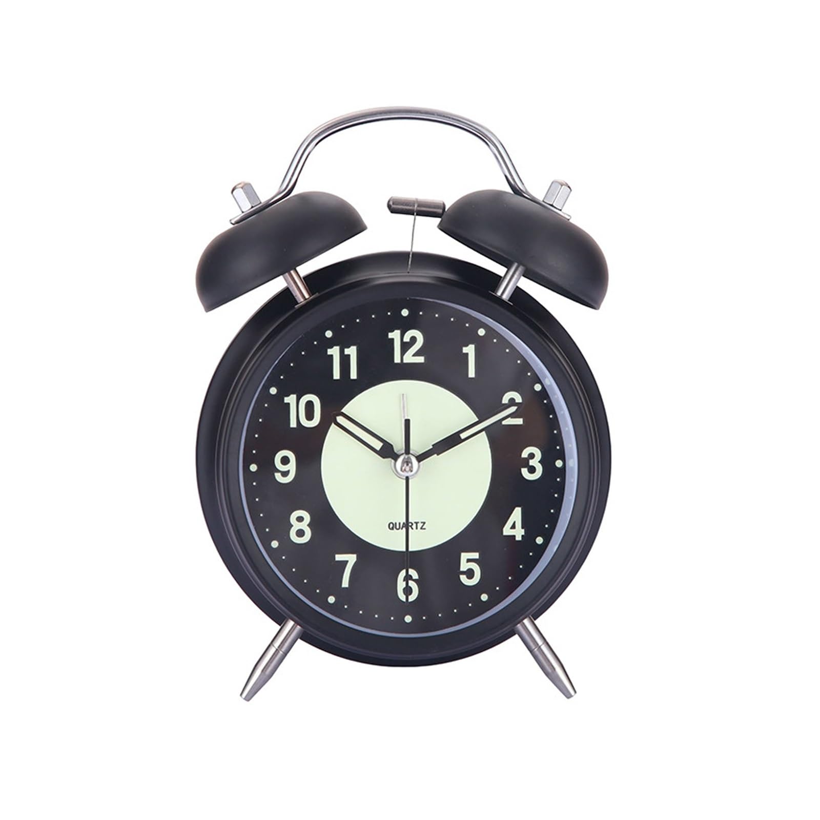 FDEFIRTFG Alarm clock, Retro Metal Twin with Night Ligh Silent Non-ticking Luminous Quartz Analog Desk Clocks Alarm(Black)