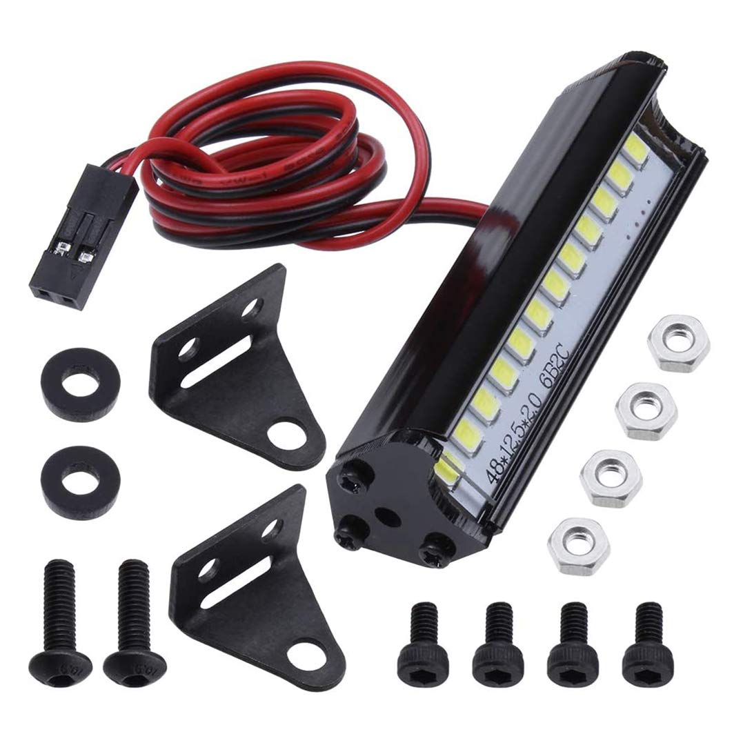 RC Light Bar – Barre LED 55mm Pour Voiture 1/10 – Compatible SCX10, TRX4, 90046, 90048 – Plastique Robust