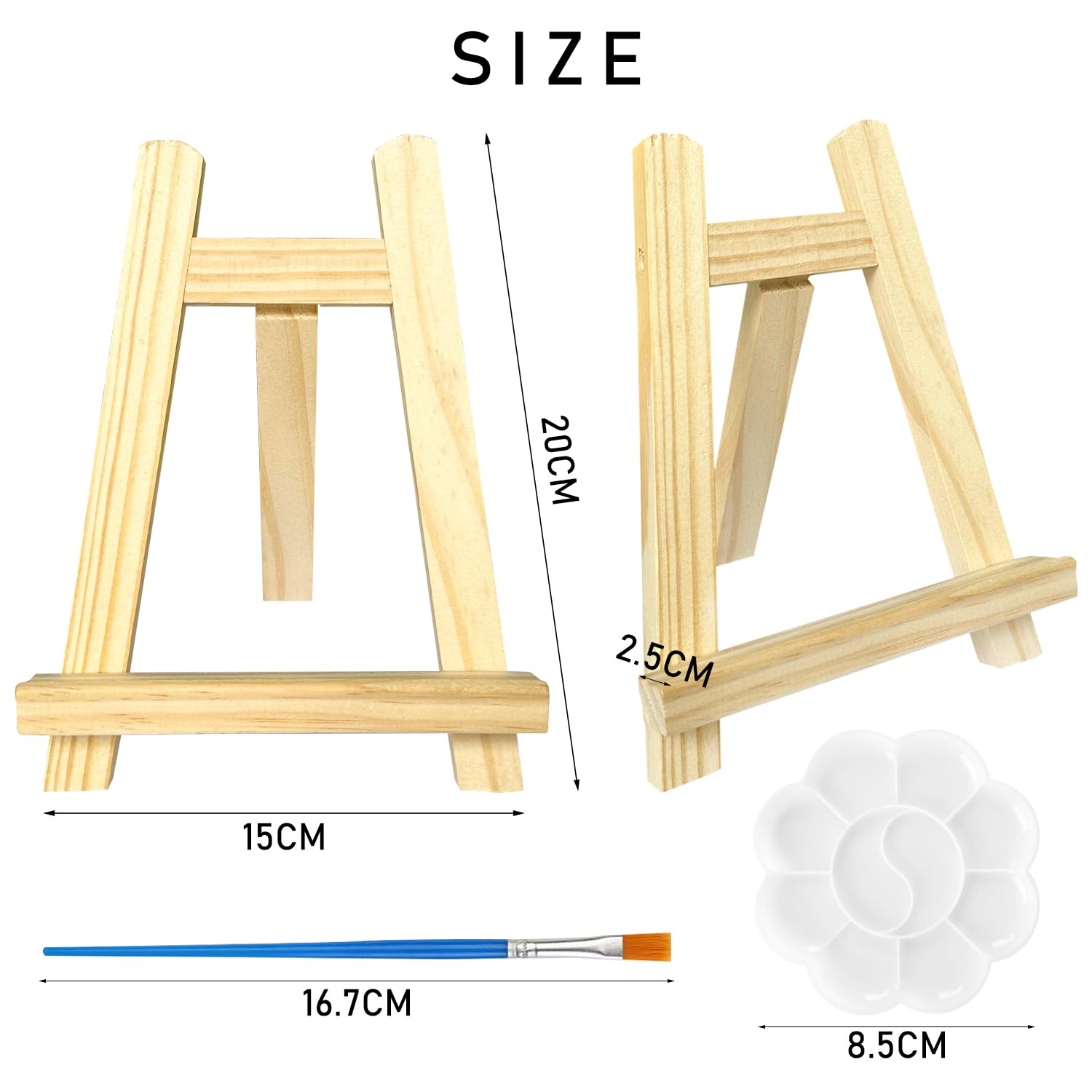 Mini Chevalet Peinture à L'Huile Pliable – Lot Avec 2 Pinceaux, Palette Et Support En Bois Pour Enfants Et Débutants