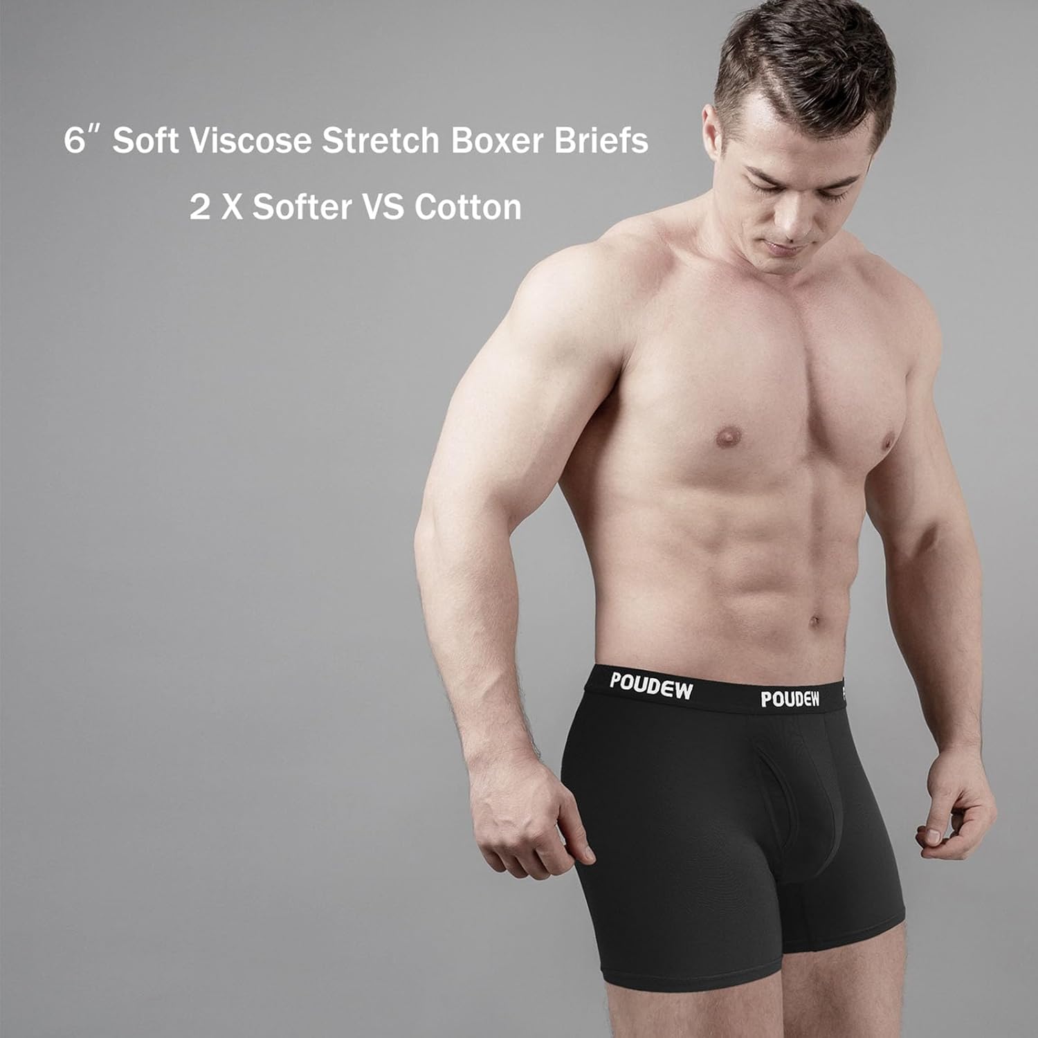 Men's Breathable Viscose Moisture Wicking No Roll Waistband Tagless Underwear Boxer Briefs, Pack of 5 - Image 3