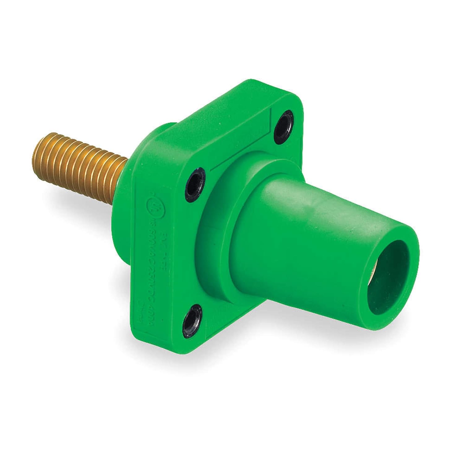 Hubbell Wiring Systems HBLFRSGN TPE Single Pole Panel Mount Female Receptacle for Threaded Mounting Hole, 1/2"-13 UNC Thread Stud, 400 Amp, 4-3/32" Length, Green