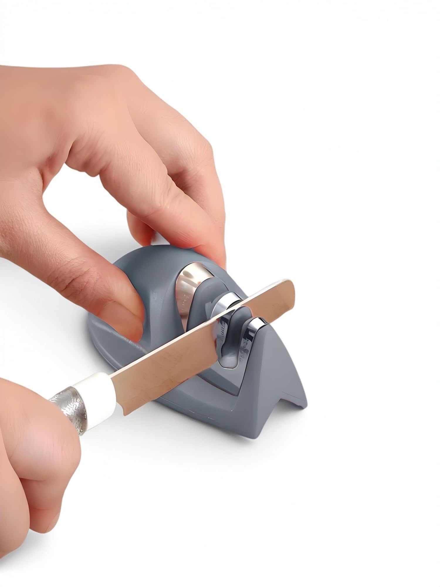 Knife Sharpener 2-Stage Preset Kitchen Knife Sharpener Coarse Fine Slots Knife Sharpeners for Kitchen Knives Grey