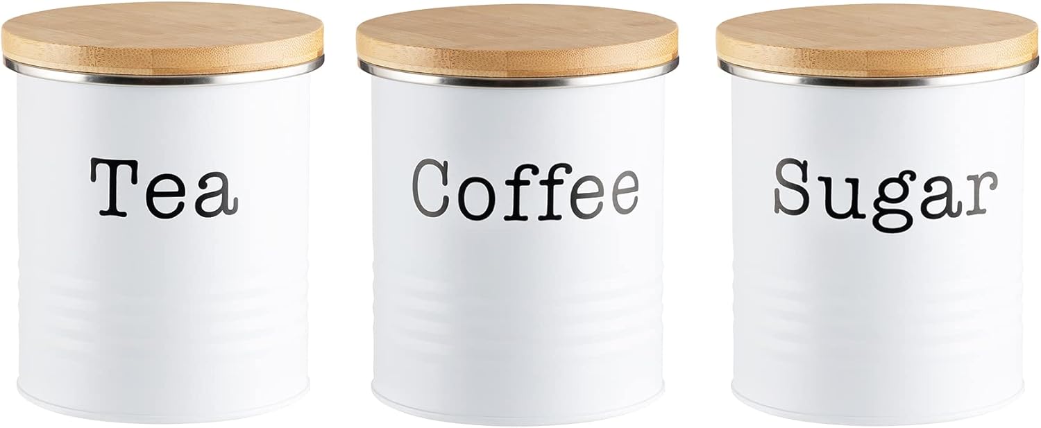 EHC Tea Sugar Coffee Canisters, Set of 3 Tea Sugar Coffee Containers