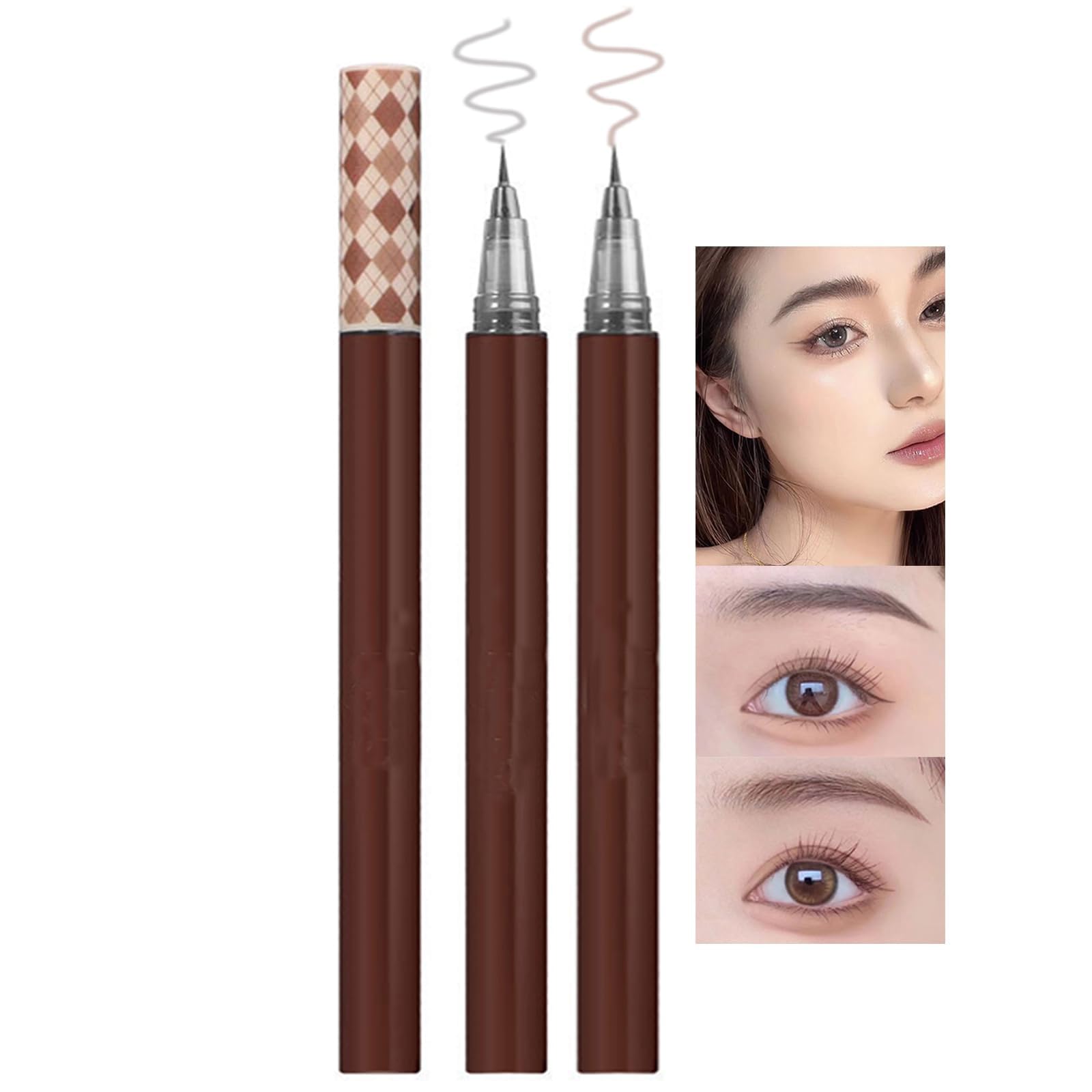 2 Pack Eyebrow Pencils, Waterproof Eyebrow Pencil, Ultra-Fine Liquid Eyebrow Pen Long Lasting No Dizzy Makeup for Make Natural Eyebrow Hair (Brown & Gray)