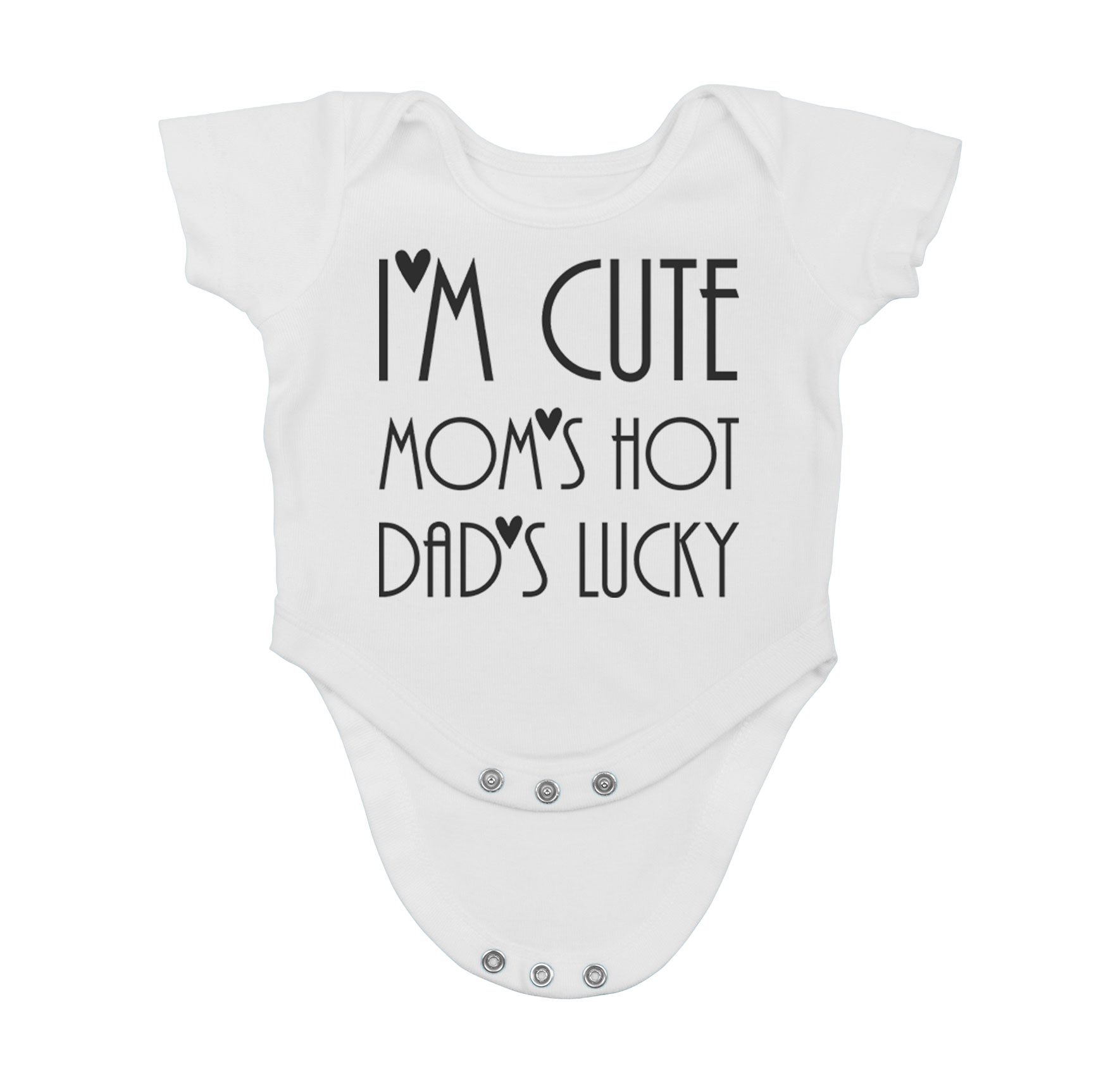 FunnwearI'm Cute Mom's Hot Dad's Lucky Jumpsuit - Funny Cute Novelty Infant Creeper One-Piece Baby Bodysuit