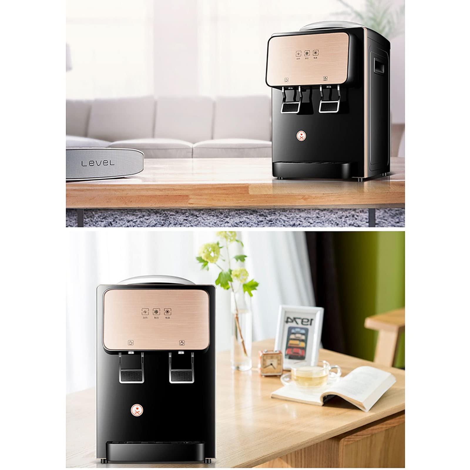 Countertop Water Cooler Dispenser Top Loading, Hot and Cold Water Glass Panel Energy Saving and Silent Long-Term Heat Preservation For Homes, Kitchens, Offices, Dorms
