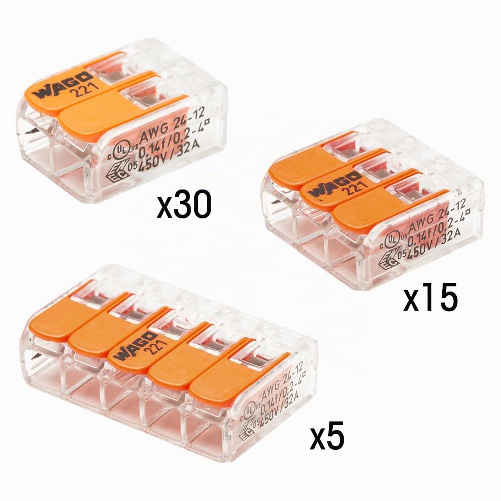 Caja WAGO abigarrada 50 terminales - 30 x 2, 15 x 3 y 5 x 5 entradas