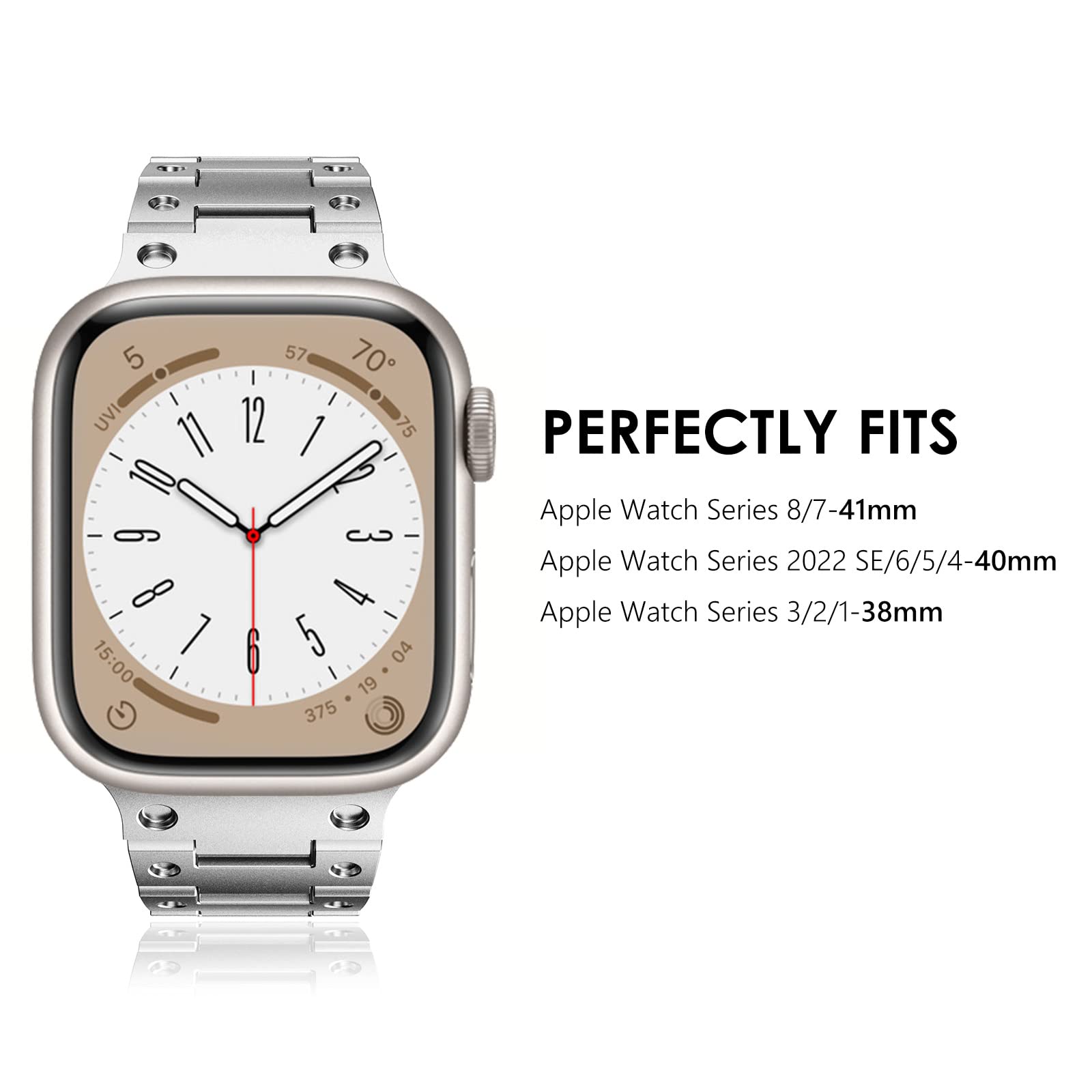 KADES for Apple Watch Band 38mm 40mm 41mm, iwatch Metal Link Bracelet Band for Apple Watch SE2022 SE Series 9 8 7 6 5 4 3 2 1 (Silver)