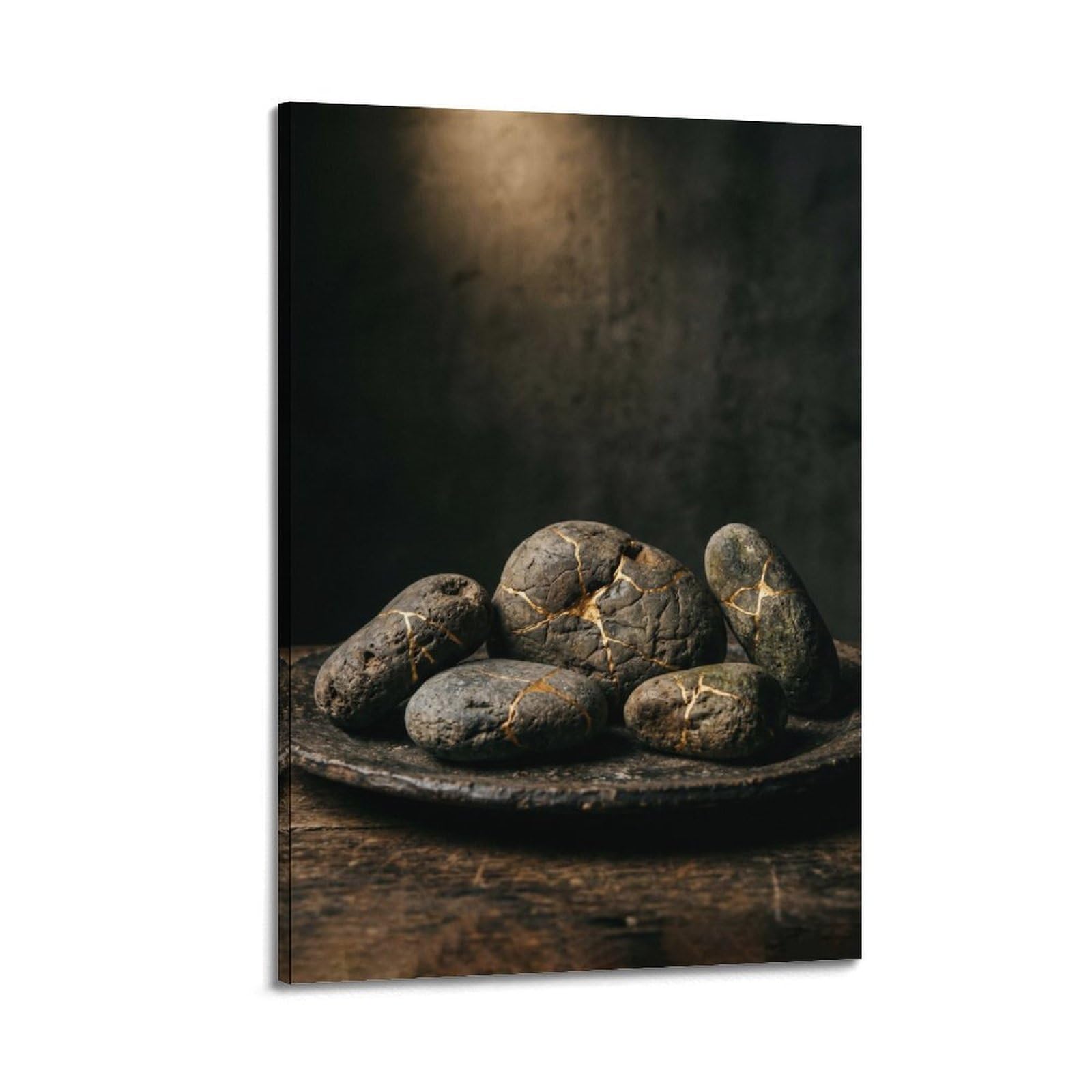 XKUGA Zen Healing Poster Cracked Pebble still Life Balance Serenity Modern Decorative Canvas Prints - Ideal Wall Art for Family, Man Cave, Game Room, Boys & Girls Bedroom 20x30inch(50x75cm)