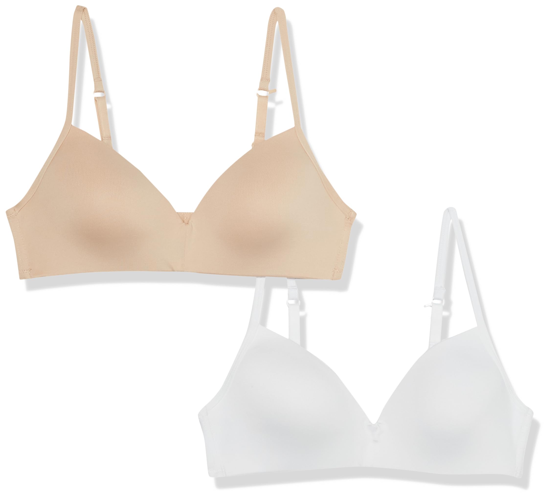 Calvin Klein Girls' Soft Cup Bra 2-Pack, Nude/White, 30A