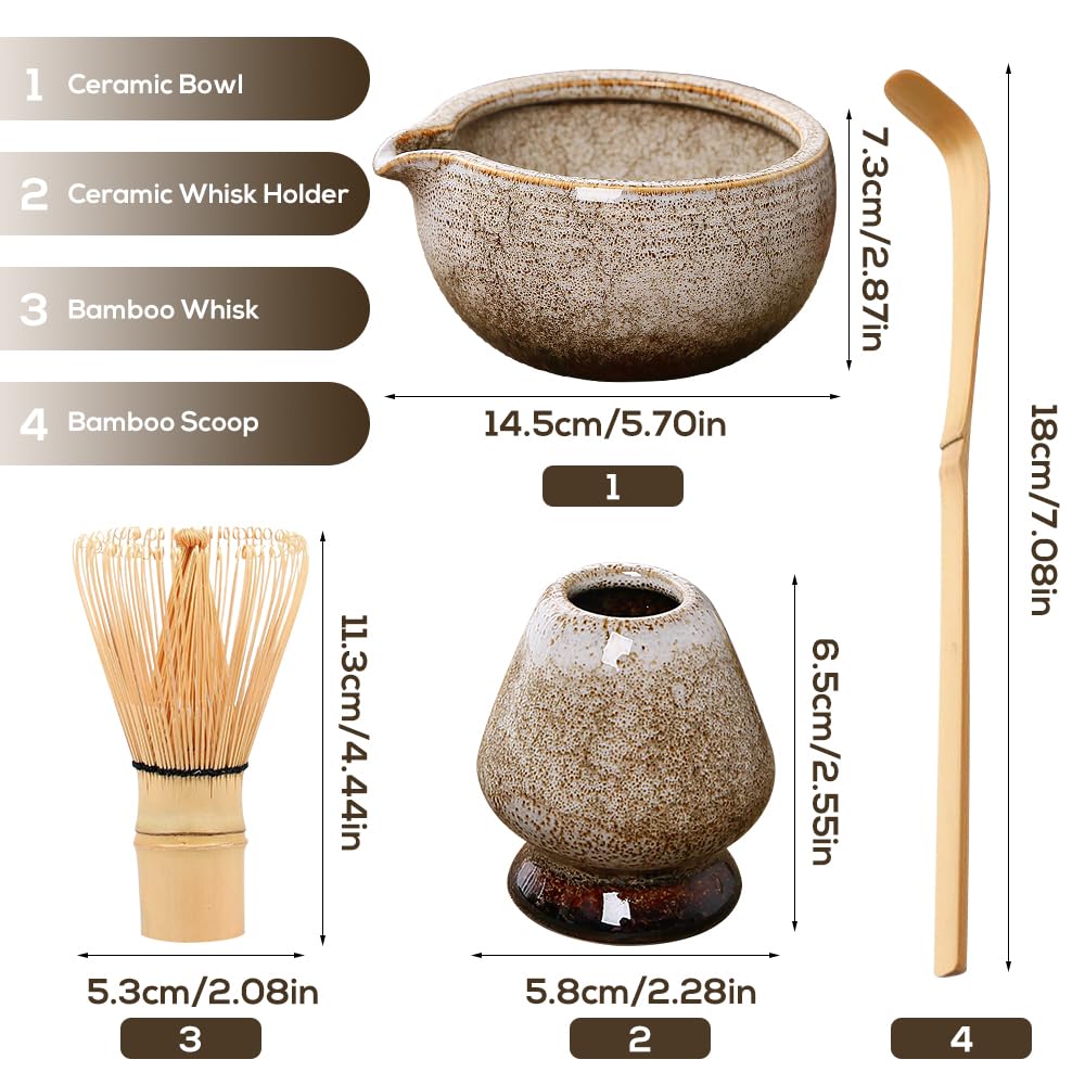 ADDLIVE Matcha-Set, Matcha-Rührer, Matcha-Rührer, Matcha-Rührer-Set, Keramik-Matcha-Set inklusive Matcha-Schüssel mit Ausgießer, Matcha-Rührer-Ständer und löffel, bestes Geschenk für Ihre Lieben