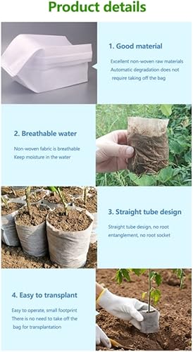 Miniatura 5 de 200pcs Biodegradable Semilla Vivero Bolsas de Plantas No Tejidas Bolsas de Cultivo Bolsas de Plántulas de Tela Macetas Plantas Bolsa para el Hogar