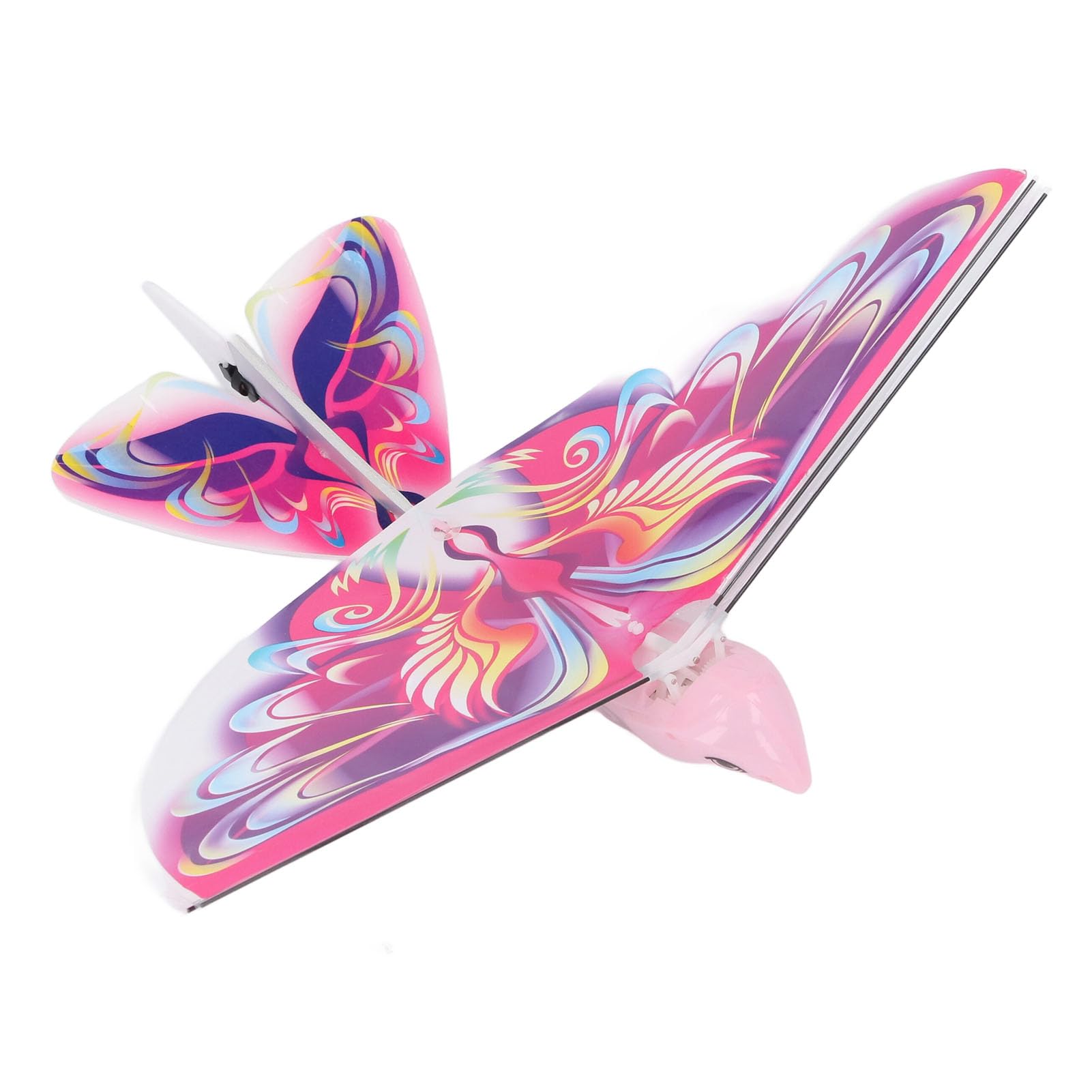 Srliya Elektronischer Fliegender Vogel, Fliegendes RC-Vogelspielzeug, 2,4 GHz, USB-Aufladung, LED, Bionische Schlagflügel, Vogel für Drinnen und Draußen (Rose)