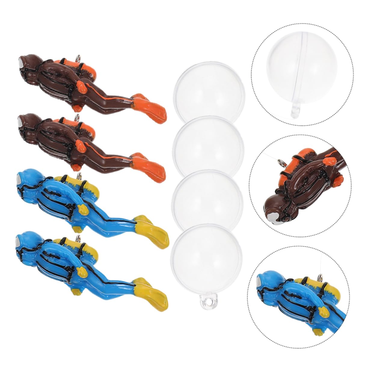 ULTECHNOVO 4 Ensembles Flotteur Plongeur Réservoir Décorations D'aquarium Rougeoyantes Décor Flottant D'aquarium Ornement De Plongeur D'aquarium Résine 4 Pièces * 4
