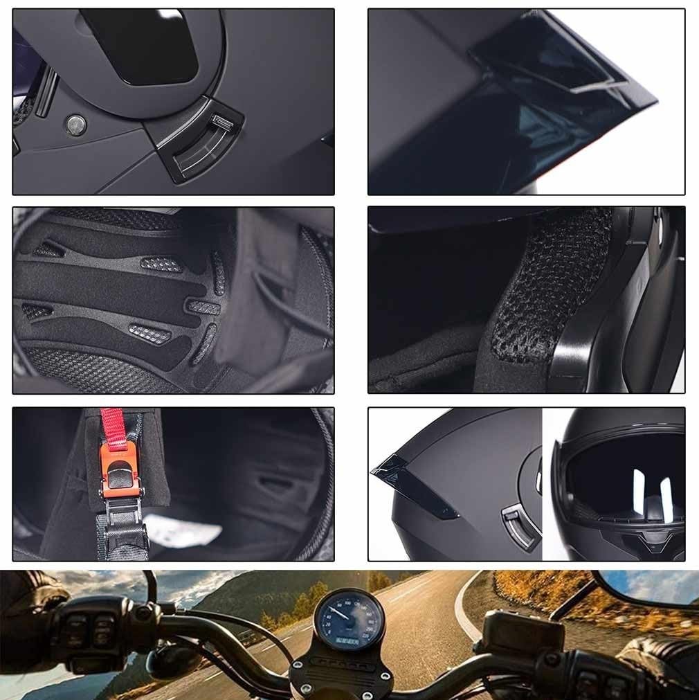 Kask szczękowy, modułowy kask z maską, certyfikat ECE, kask motocyklowy HD, odporna na mgłę, podwójna soczewka, zdejmowana odzież wewnętrzna, porowaty oddech dla dorosłych mężczyzn i kobiet