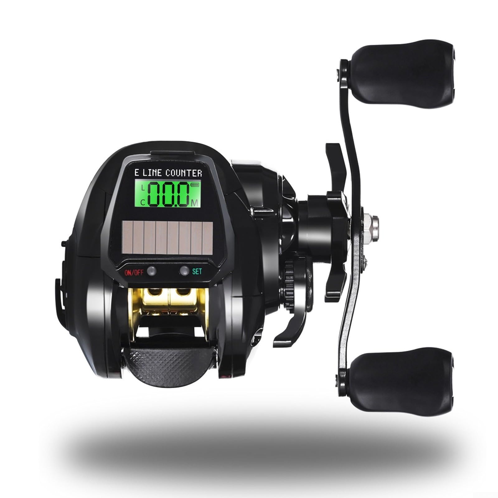 Carrete digital de cebo con contador de líneas, recargable por USB solar, relación de transmisión 7.2:1, 7+1 BB, arrastre máximo de 10 kg para pesca en agua dulce y salada