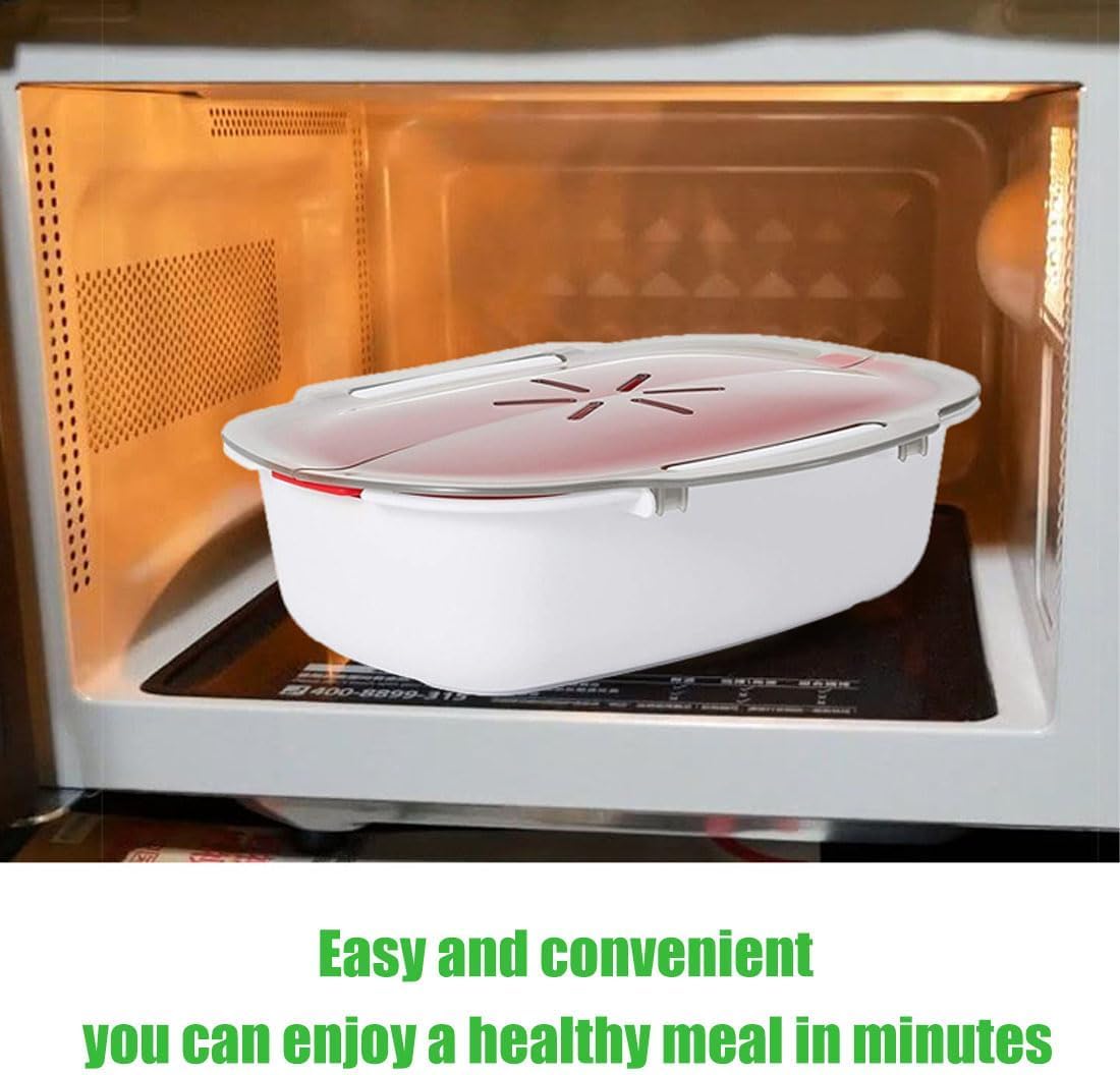 Pentola A Vapore Per Microonde Cabilock - Con Filtro Rimovibile, Coperchio, Per Verdure E Pesce - Foto 2